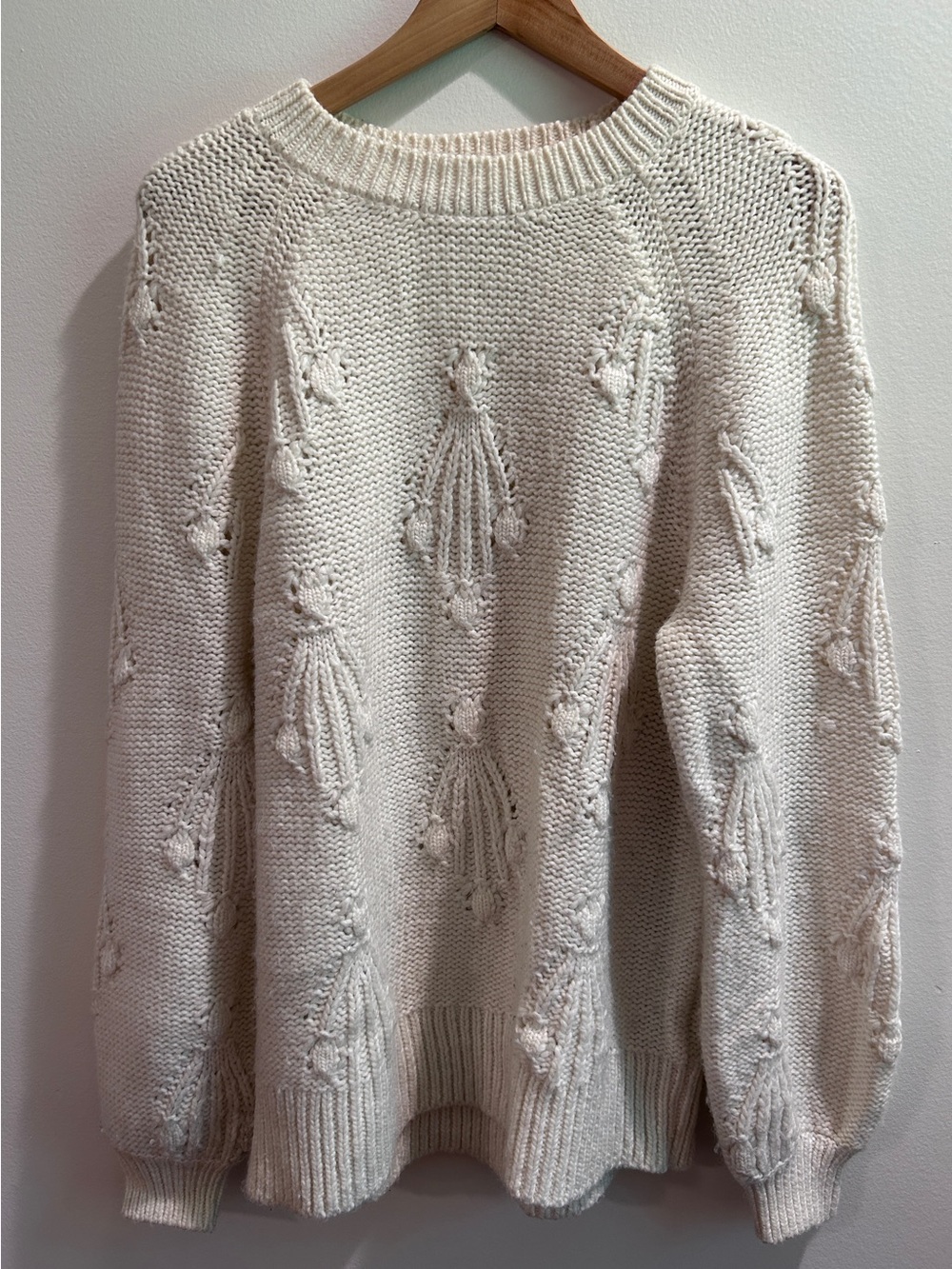 GAP Cream Slouchy Knitted Patterned Sweater, Size Medium Tall
